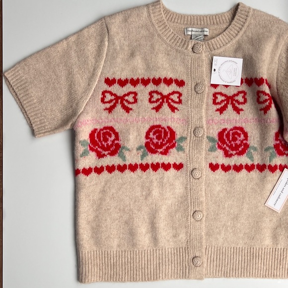 cupcakes & cashmere Beige Cardigan with Bows and Roses - Picture 2 of 12